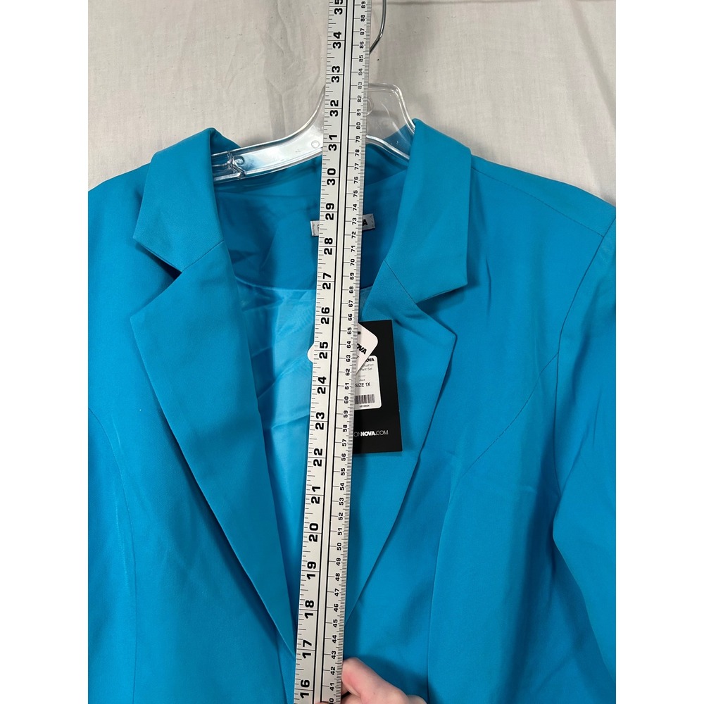 NWT Fashion Nova Blazer Pant Set Aqua Blue 1X #2300 - Picture 12 of 16